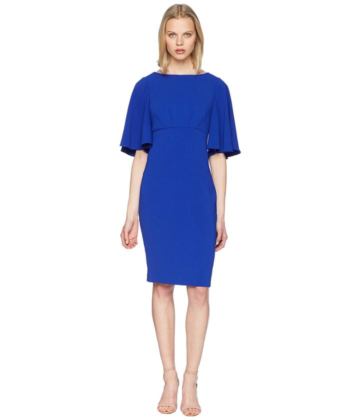 Badgley Mischka - Bell Sleeve Day To Evening Dress In Stretch Crepe