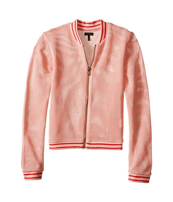 Ikks - Mesh Letterman-style Jacket With Sequined K Patch On Chest Zipper Front