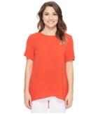 Vince Camuto Specialty Size - Petite Short Sleeve High-low Hem Textured Blouse