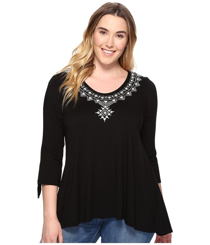 Karen Kane Plus - Plus Size Embroidered Tie Sleeve Top