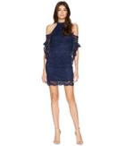 Laundry By Shelli Segal - Mock Neck Cold Shoulder Lace Dress With Flutter