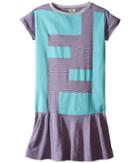 Fendi Kids - Short Sleeve Striped Dress With Logo Graphic