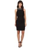 Aidan Mattox - Sleeveless Sheath Dress With Popover Top And Beaded Necklace