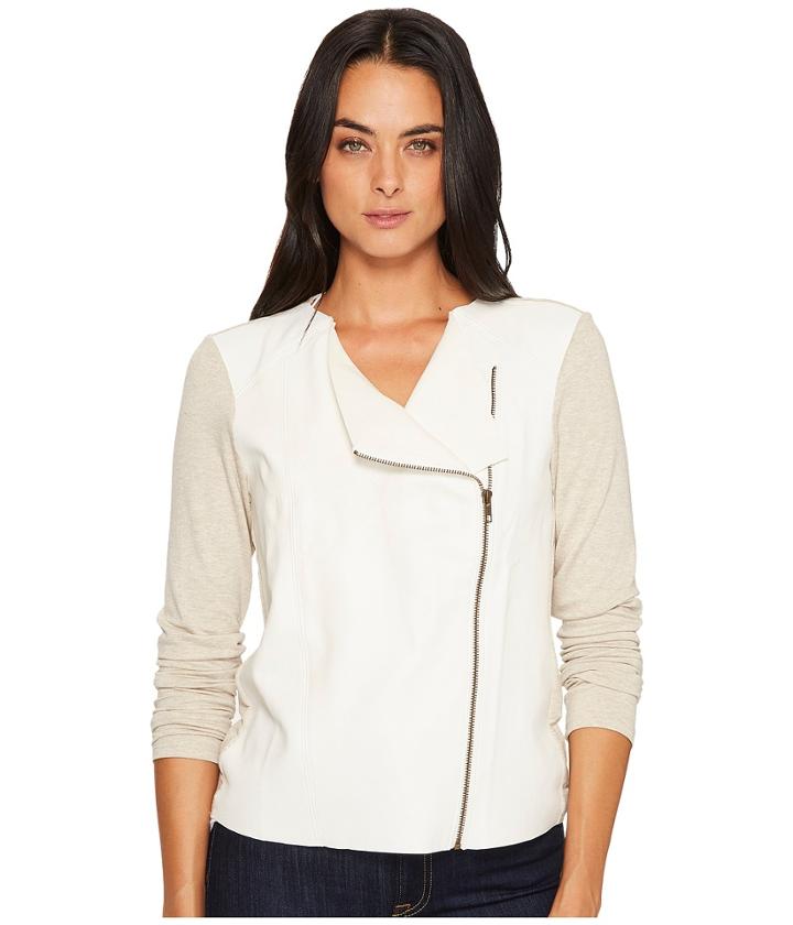 Michael Stars - Leather Mix Zip Moto Jacket