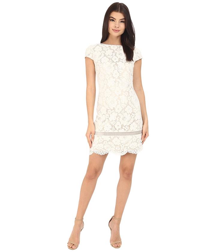Vince Camuto - Short Sleeve Shift With Inset Trim At Hem Dress