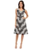 Adrianna Papell - Chevron Lace Striped Fit Flare Dress