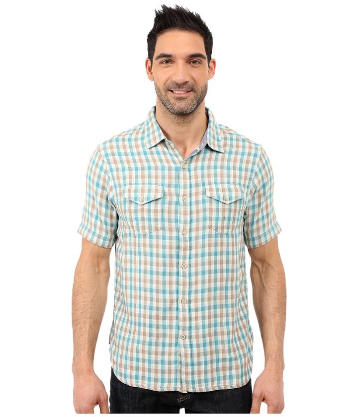 True Grit - Beach Checks Short Sleeve Shirt Two-pocket Combed Cotton Double Light