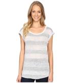 Dylan By True Grit - Pale Hue Stripes Linen And Cotton Slouchy Knit Tee