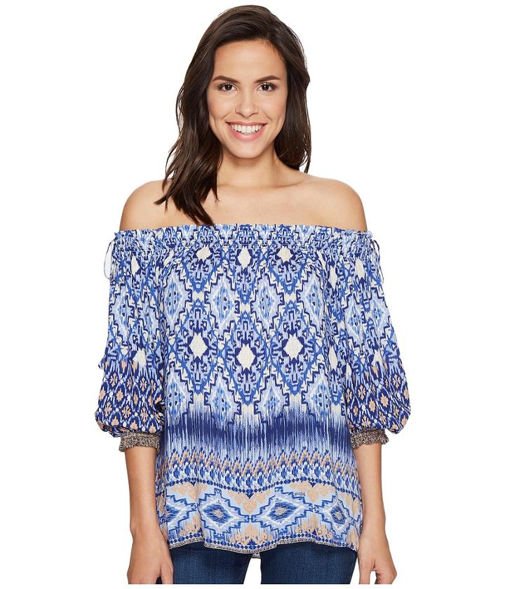 Hale Bob - Permanent Vacation Rayon Stretch Satin Off Shoulder Top