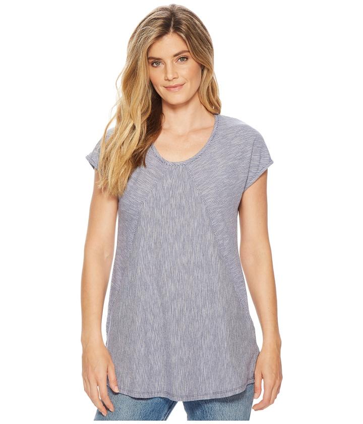 Mod-o-doc - Micro Stripe Diagonal Seamed T-shirt W/ Pockets