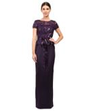 Adrianna Papell - Sequin Lace Top With Column Gown