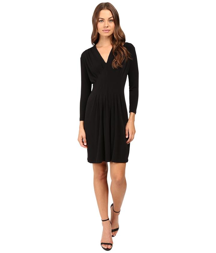 Catherine Catherine Malandrino - Solid Long Sleeve Inverted Pleat Dress
