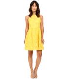 Adrianna Papell - Embroidered Fit Flare W/ Illusion Neckline Dress