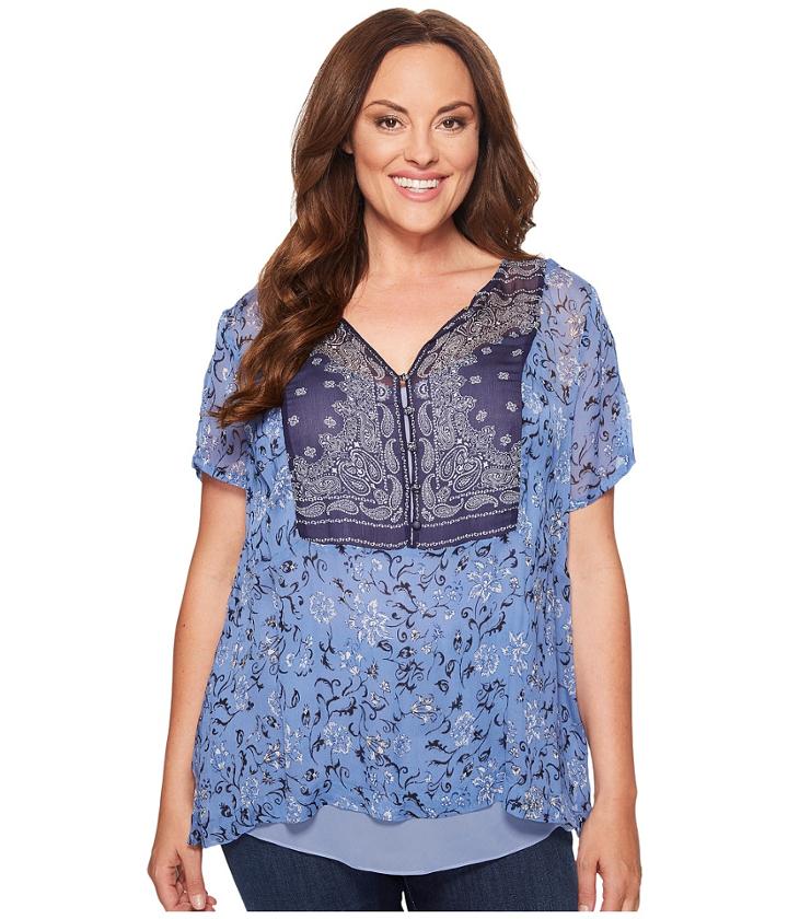 Lucky Brand - Plus Size Scarf Print Top