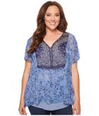 Lucky Brand - Plus Size Scarf Print Top