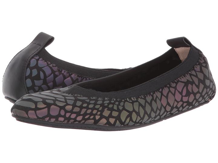 Yosi Samra Kids - Sammie Reflective Croco Neoprene Leather Flat
