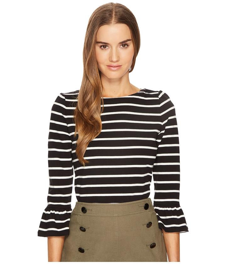 Kate Spade New York - Stripe Flounce Knit Top
