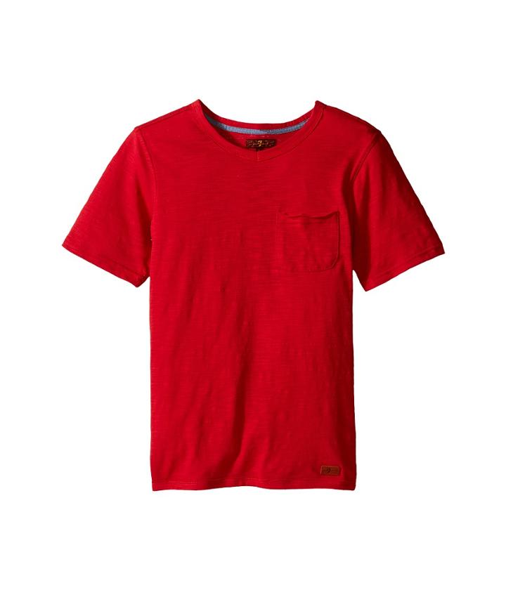 7 For All Mankind Kids - Short Sleeve Slub Jersey V-neck Pocket T-shirt