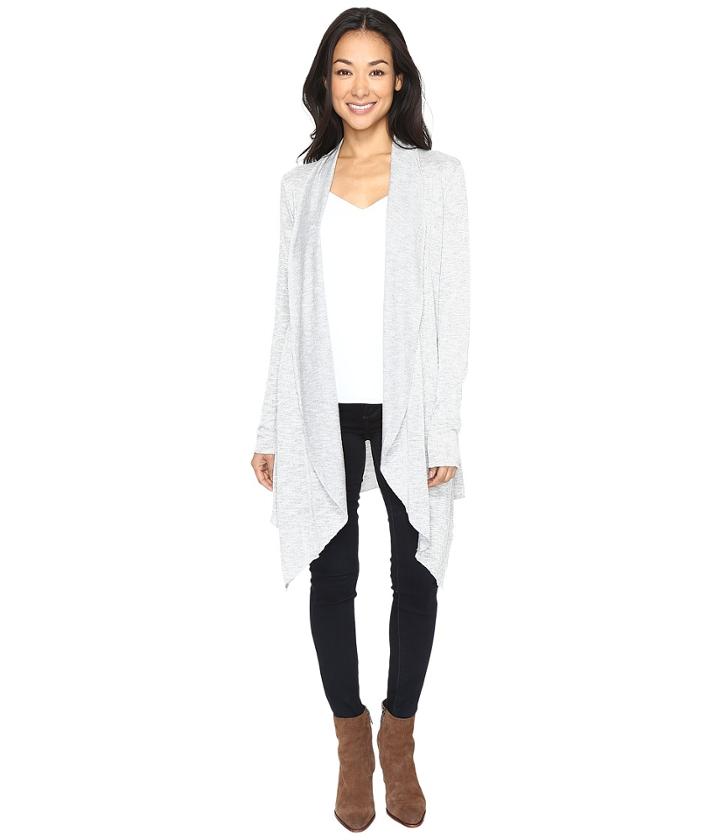 Mod-o-doc - Breezy Slub Sweater Draped Princess Seam Cardigan