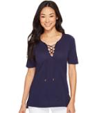 Michael Michael Kors - Elbow Sleeve Lace-up Tee
