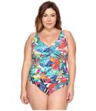 Lauren Ralph Lauren - Plus Size Rainforest Over The Shoulder Twist Mio One-piece