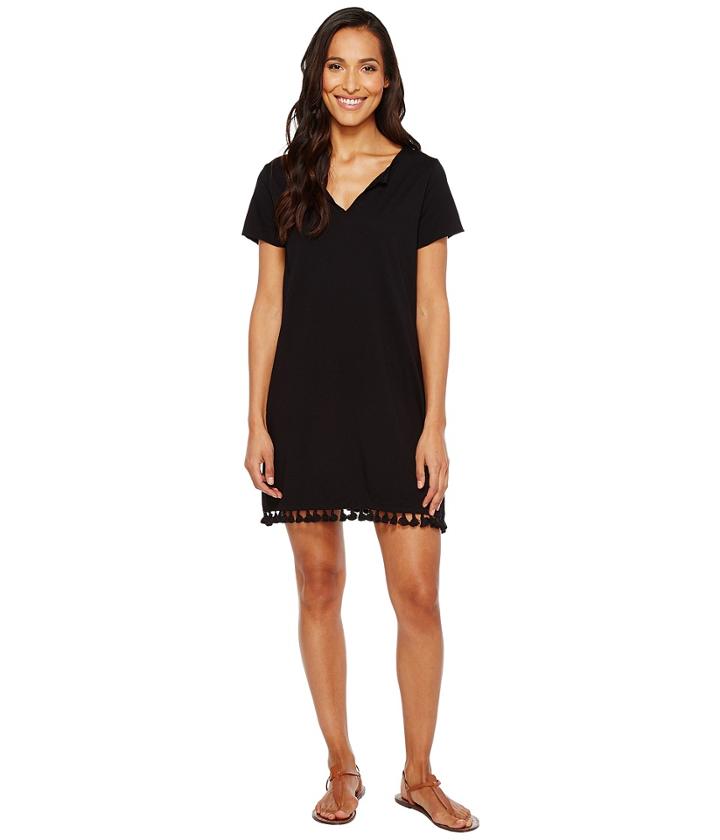 Michael Stars - Notched Neck Tee Dress W/ Fringe