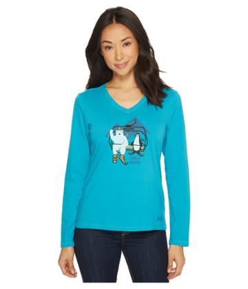 Life Is Good - Bear Penguin Ski Long Sleeve Crusher Vee