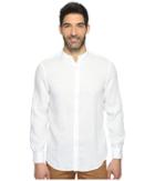 Perry Ellis - Long Sleeve Solid Banded Collar Linen Shirt