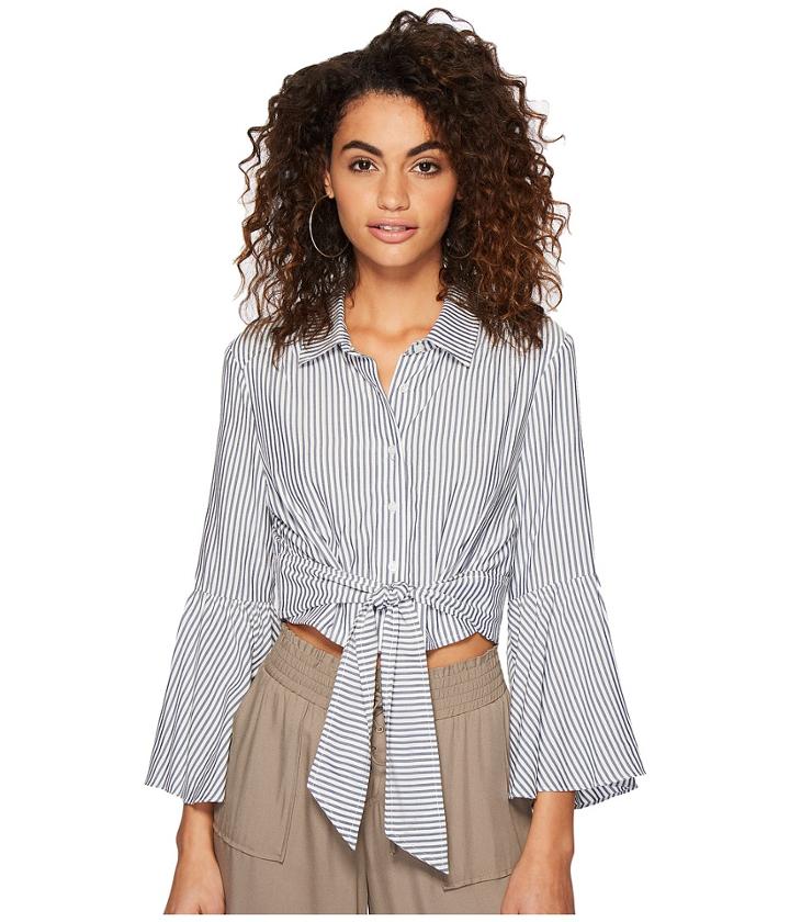 Jack By Bb Dakota - Penka Boyfriend Stripe Bell Sleeve Button Up Top