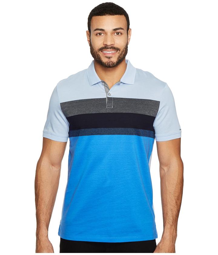 Calvin Klein - Front Panel Engineer Stripe Button Placket Polo