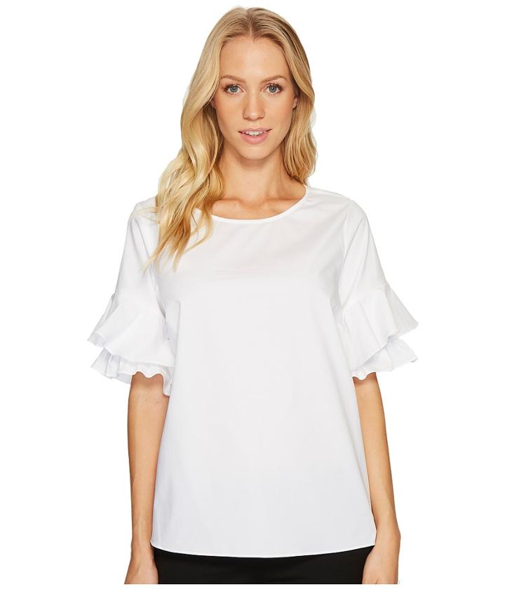 Cece - Tiered Ruffle Sleeve Poplin Shirt