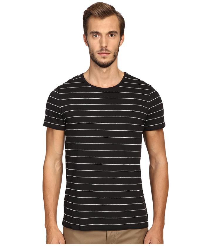 Vince - Cotton-modal Shadow Stripe Short Sleeve Crew