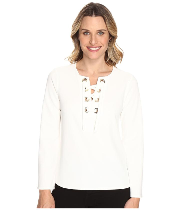 Vince Camuto - Bell Sleeve Lace-up Ponte Blouse