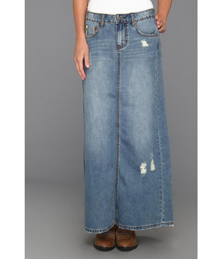 Stetson Long Denim Skirt W/ Back Slit