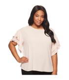 Vince Camuto Specialty Size - Plus Size Drop Shoulder Tiered Sleeve Textured Blouse