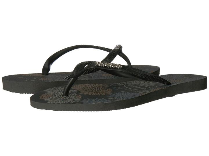 Havaianas - Slim Logo Metallic Bloom Flip Flops