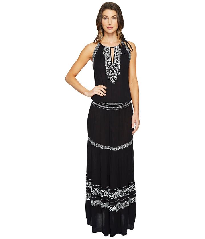 Hale Bob - Seas The Day Embroidered Crinkle Rayon Gauze Maxi Dress