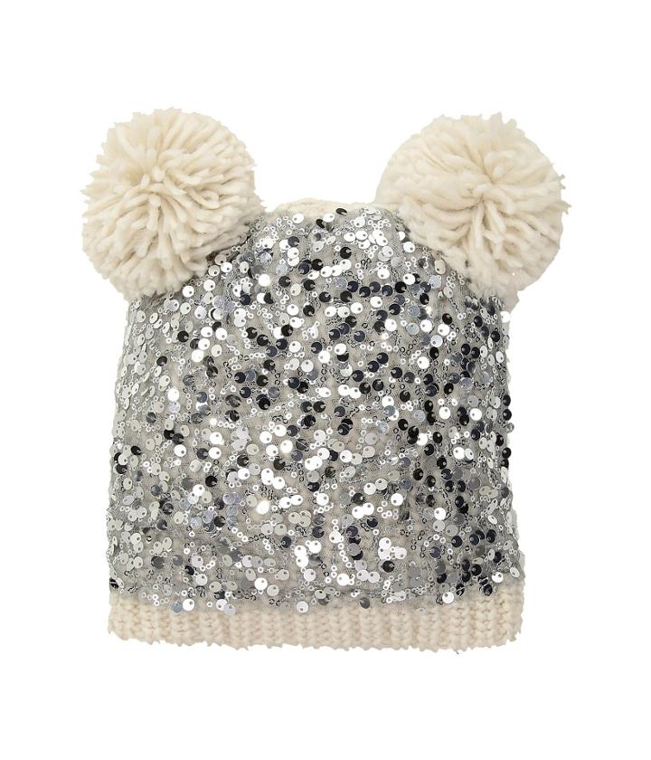 Betsey Johnson - Sequin Shine 2 Pom Pom Beanie