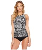 Jantzen - Black White Medallion High Neck H-back One-piece