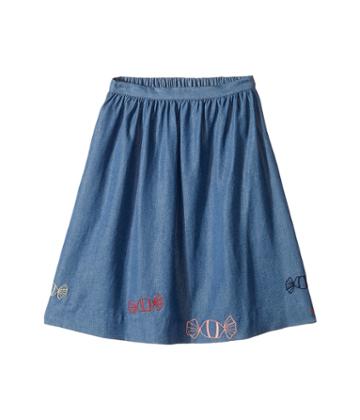 Sonia Rykiel Kids - Long Chambray Skirt W/ Embroidered Candies