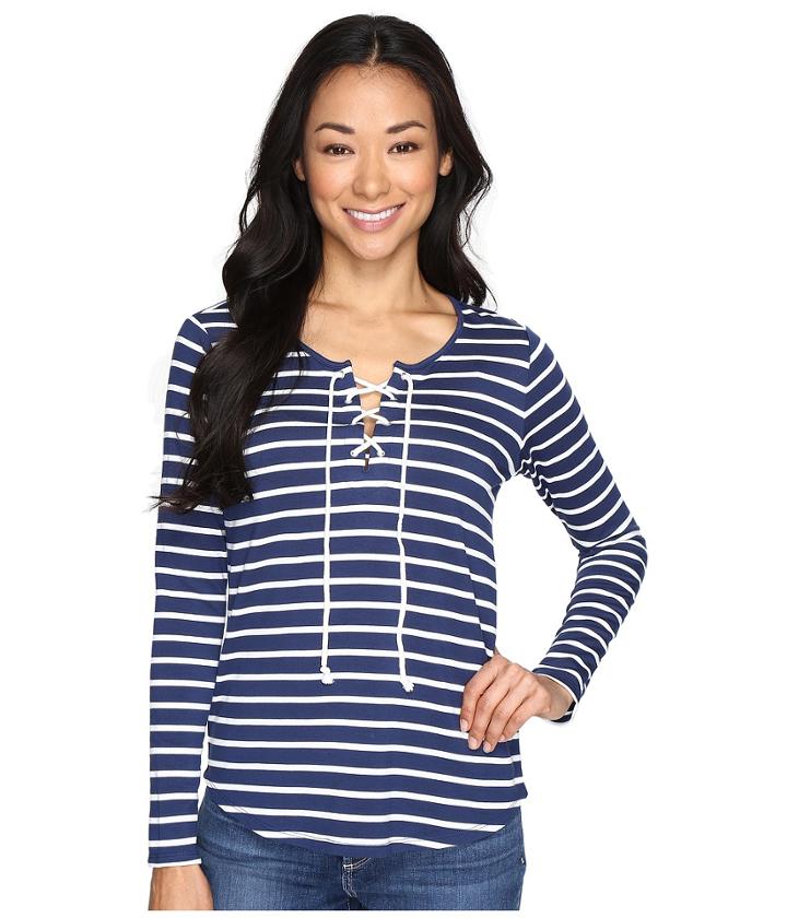 Nydj Petite - Petite French Terry Lace-up Top