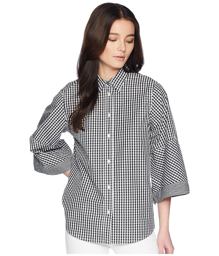 Lauren Ralph Lauren - Petite Gingham Bell-sleeve Shirt