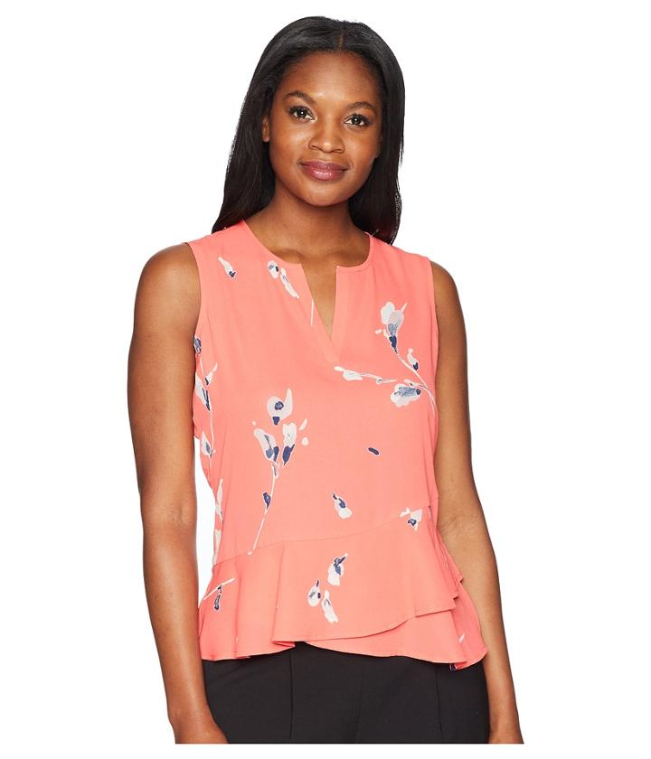 Ivanka Trump - Printed Georgette Sleeveless Asymmetrical Flounce