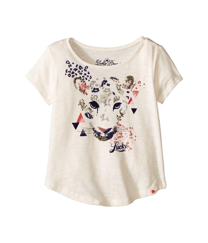Lucky Brand Kids - Stretchy Short Sleeve Tee W/ Leopard Screen Print