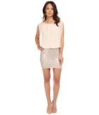 Aidan Mattox - Blousson Cocktail Dress With Embroidered Feather Motif