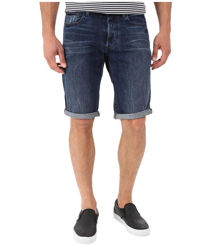 G-star - 3301 Tapered Shorts In Hadron Denim Vintage Dark Aged