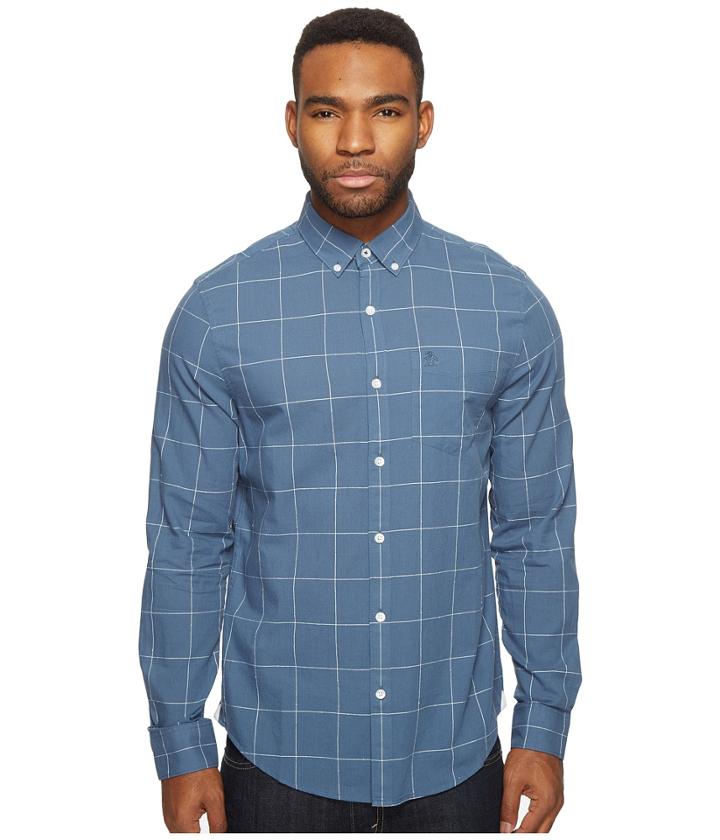 Original Penguin - Long Sleeve Lawn Windowpane Woven Shirt