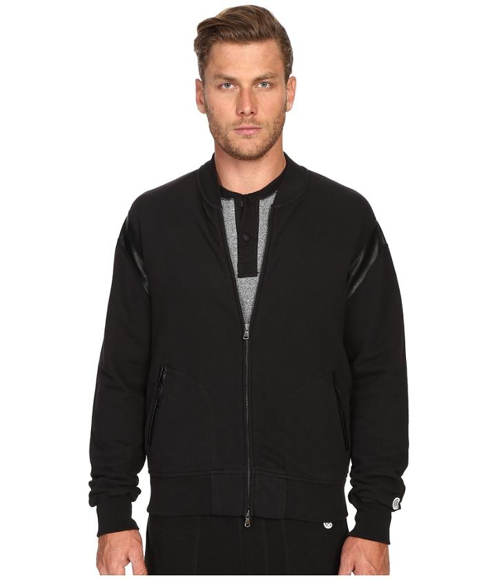 Todd Snyder + Champion - Faux Leather Cut Out Zip Bomber Jacket
