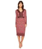 Maggy London - Medallion Mosaic Textured Long Sleeve Sheath