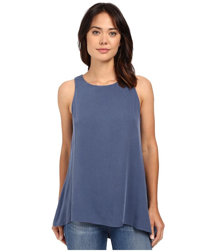 Bobeau - Flora Asymmetric Side Slit Woven Tank Top